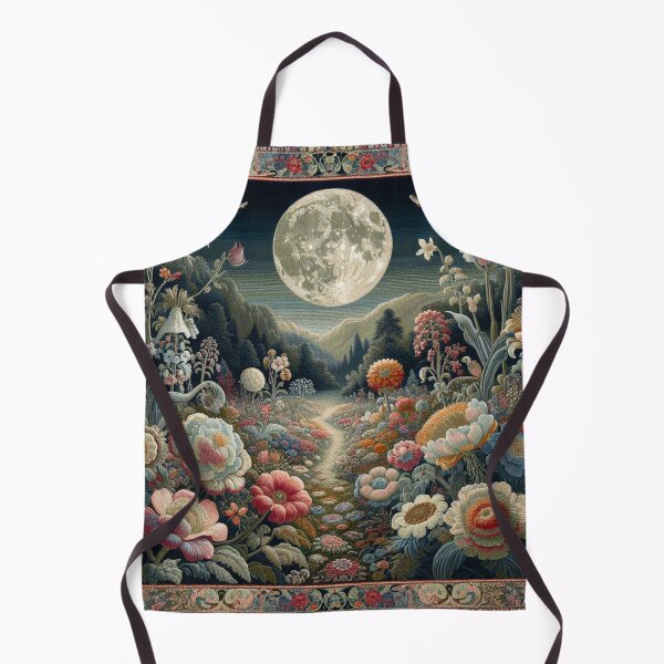 Item preview, Nocturnal garden Victorian-themed rug art, vibrant colorful night-time botanical flower garden.  designed and sold by DrewRomeoCo.