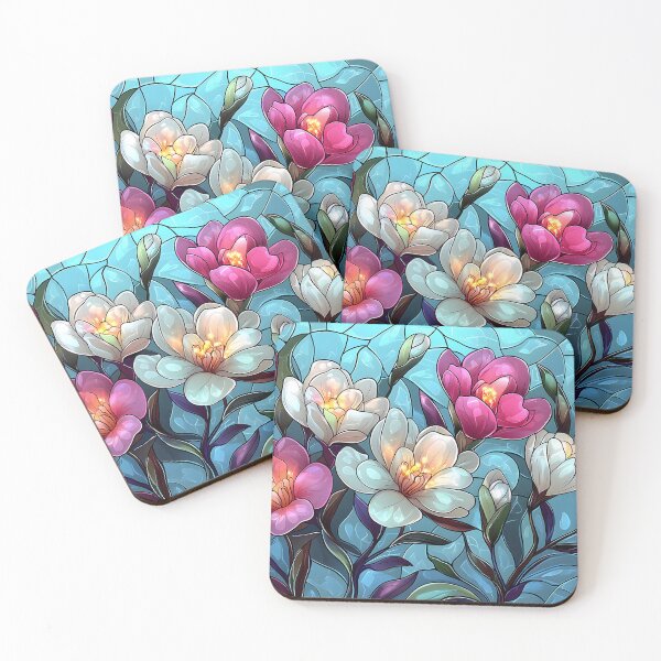 Item preview, Stained Glass of  Blue Blossoms designed and sold by Cozirlax.