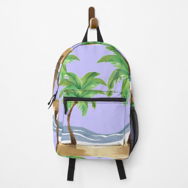 Item preview, Three palm trees are standing on a beach with the ocean in the background designed and sold by PWDigitalArt.