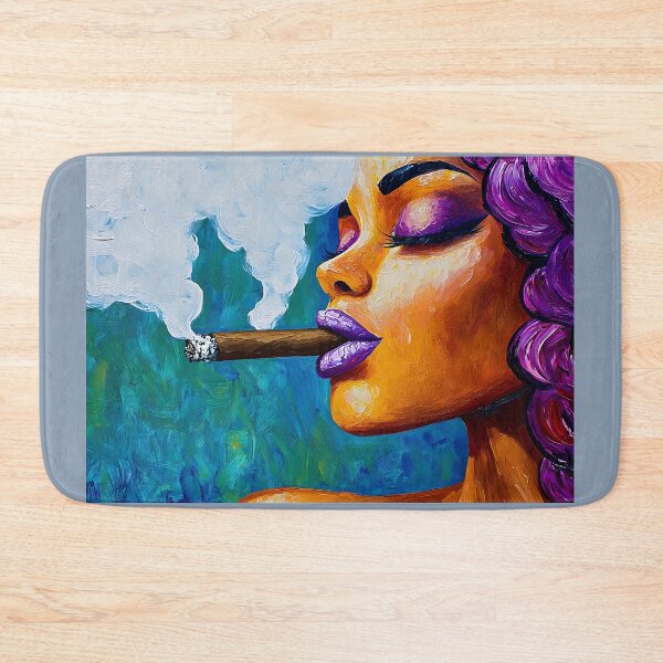 Item preview, Indulge in the Vividness of a Woman with Purple Hair, Shimmer Eyeshadow and Cigar Amidst Billowing Smoke designed and sold by OlfactoART Studio.