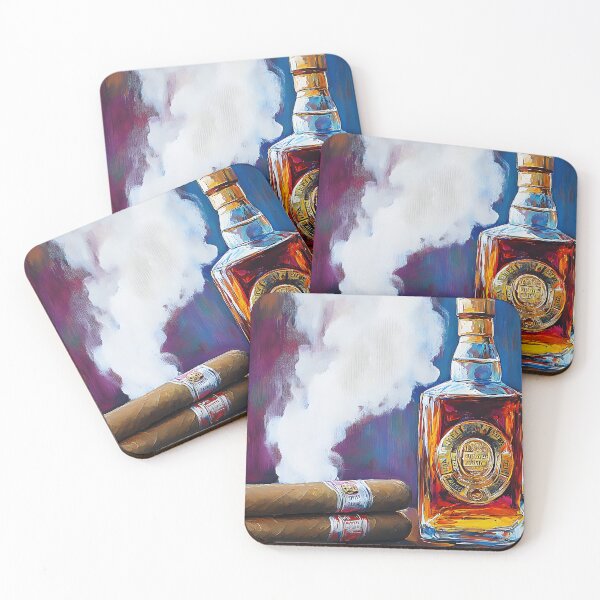 Item preview, Indulge in the Moment- Whiskey and Cigars Amidst Vibrant Hues Abstract Expressionism Digital Art designed and sold by OlfactoART Studio.