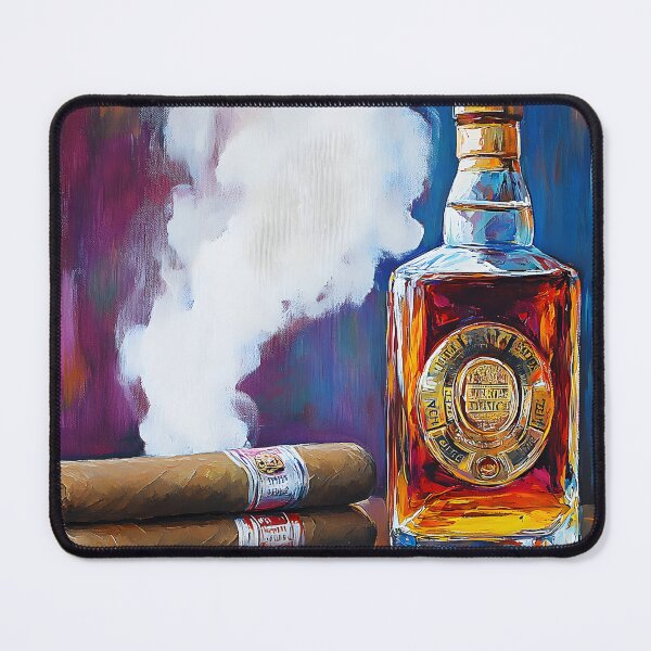 Artikelvorschau, Verwöhnen Sie sich im Moment - Whisky und Zigarren inmitten lebendiger Farbtöne Abstrakter Expressionismus Digitale Kunst entworfen und verkauft von OlfactoART Studio.