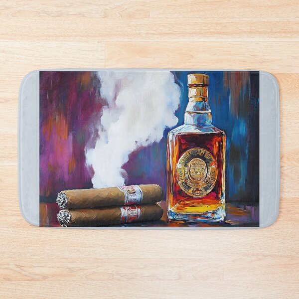 Item preview, Indulge in the Moment- Whiskey and Cigars Amidst Vibrant Hues Abstract Expressionism Digital Art designed and sold by OlfactoART Studio.