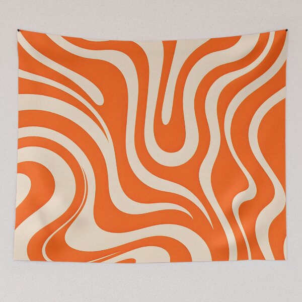 Item preview, Retro Modern,  Wavy Pattern,  orange, cream designed and sold by Prints and Lifestyle.