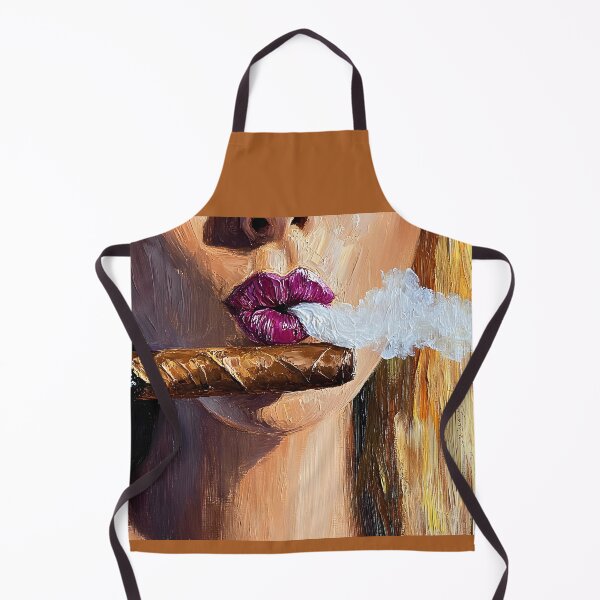 Item preview, Savor the Elegance of Glossy Lips and Cigar Smoke Framed by Golden Locks Abstract Digital Art designed and sold by OlfactoART Studio.