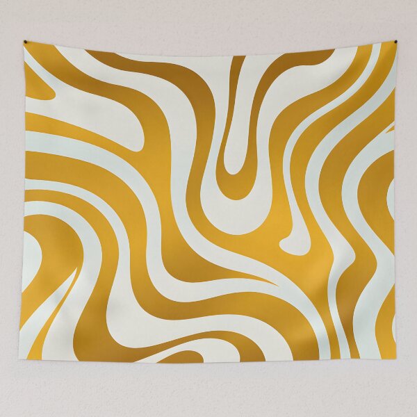 Item preview, Retro Modern,  Wavy Pattern, yellow, cream designed and sold by Prints and Lifestyle.