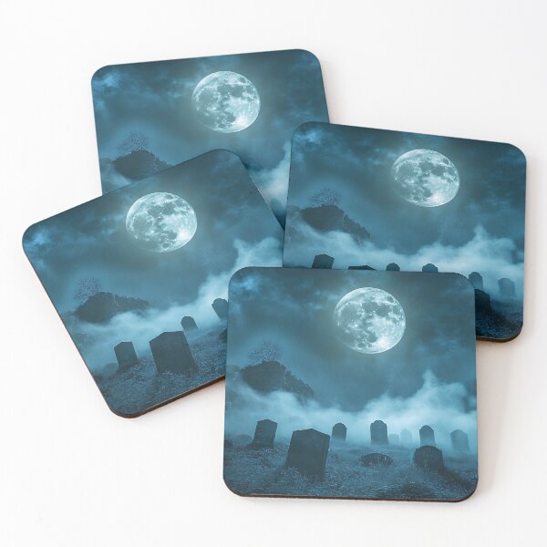 Item preview, Eerie Full Moon Over Foggy Cemetery on Halloween Night designed and sold by Nichapa888.