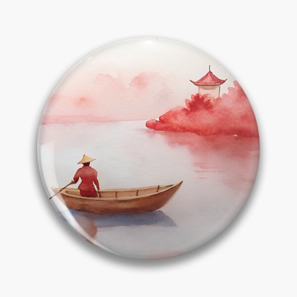 Item preview, Asian wooden boat watercolor designed and sold by AhArtMe.
