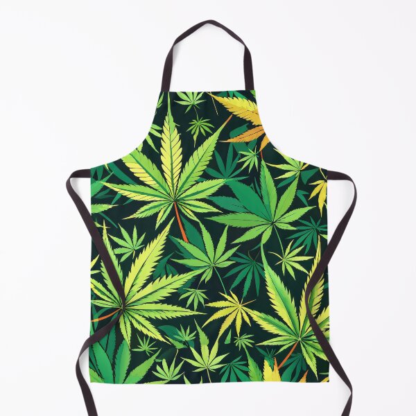 Item preview, Vibrant pattern with various hemp leaves in shades of green and yellow on a dark background. designed and sold by Rostislav Bouda.