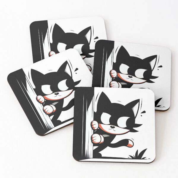 Item preview, artistic black cat sneaking through a wall drawing designed and sold by CeammiShop.
