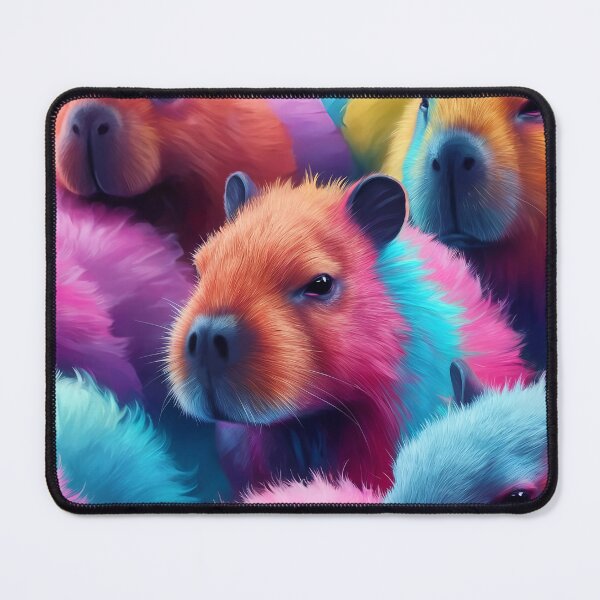 Item preview, Multicolor fluffy capybaras as pattern designed and sold by EmeraldeaArt.