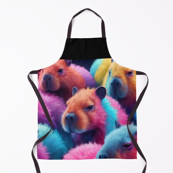 Item preview, Multicolor fluffy capybaras as pattern designed and sold by EmeraldeaArt.