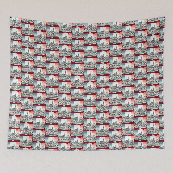 Item preview, Vichy France Skyline in Retro Minimalist Watercolors,   designed and sold by PaintMeWorld.