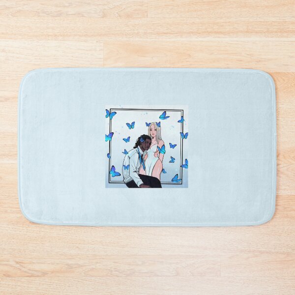 Item preview, Butterflies and Lies: Interracial Couple with Blue Butterflies  Art designed and sold by MOLOMBO.
