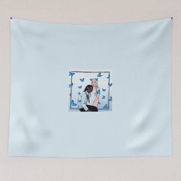 Item preview, Butterflies and Lies: Interracial Couple with Blue Butterflies  Art designed and sold by MOLOMBO.