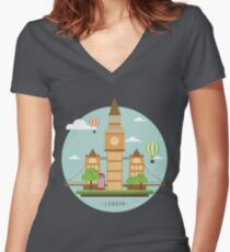 London Tower Bridge Women's Fitted V-Neck T-Shirt