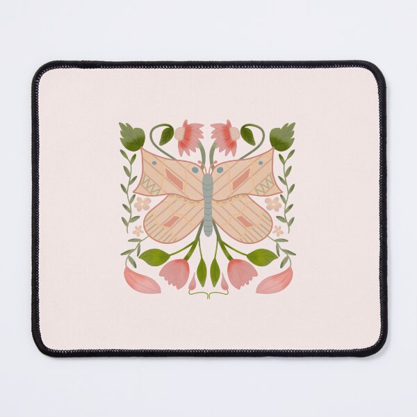 Item preview, Butterfly symmetry with pink flowers designed and sold by marinettesshop.
