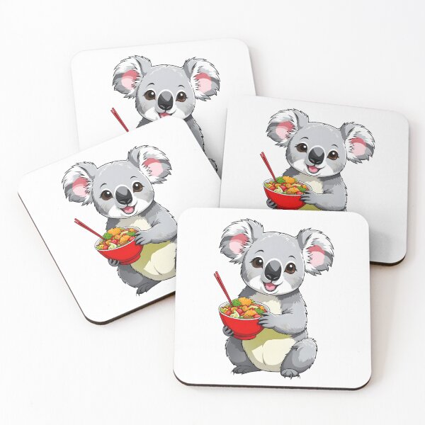 Item preview, Adorable koala eating vegetables from red bowl designed and sold by RetroPop23.