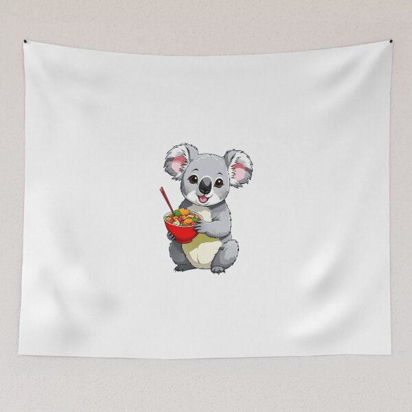 Item preview, Adorable koala eating vegetables from red bowl designed and sold by RetroPop23.