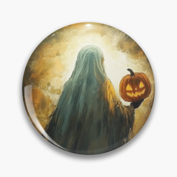 Item preview, Ghost Holding Pumpkin Lantern | Back View Minimalist Halloween Art designed and sold by Moments-Studio.