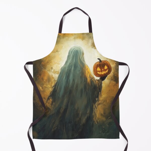 Item preview, Ghost Holding Pumpkin Lantern | Back View Minimalist Halloween Art designed and sold by Moments-Studio.