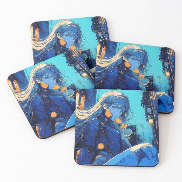 Item preview, Futuristic Cyborg Girl in Neon Cityscape designed and sold by Slumpdrop.