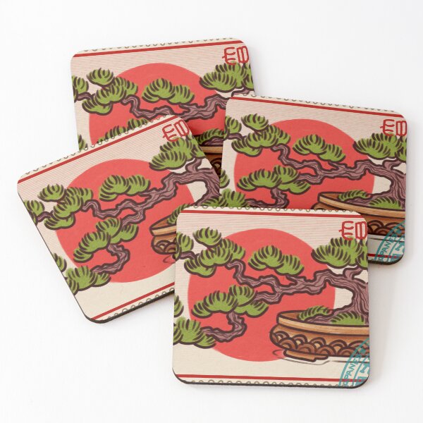 Item preview, Bonsai tree vintage post stamp designed and sold by NevermindOnArt.