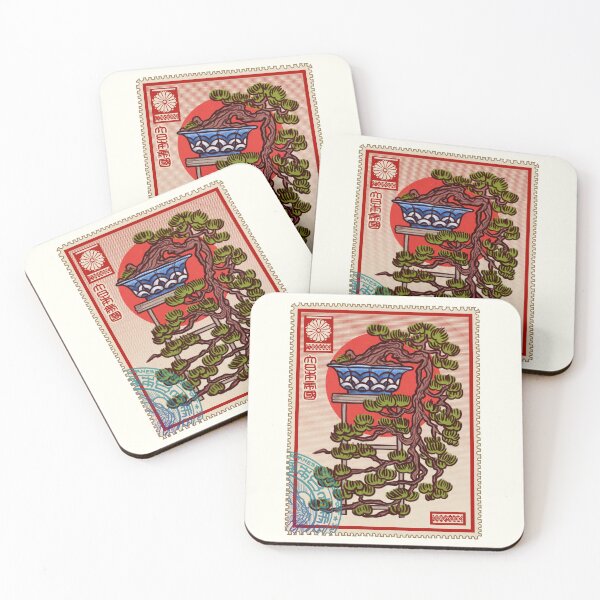 Item preview, Bonsai tree vintage post stamp designed and sold by NevermindOnArt.