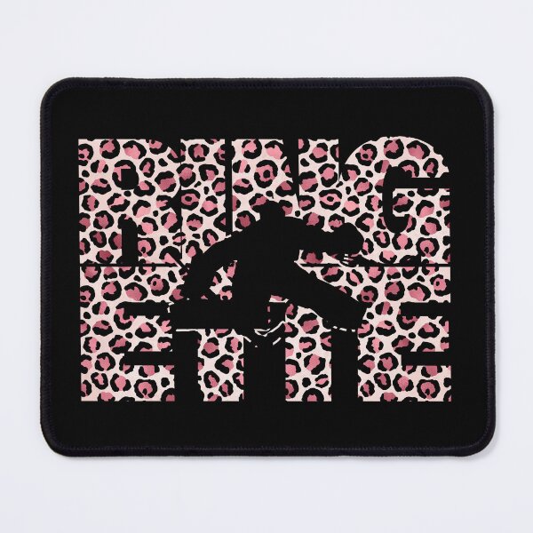 Item preview, Ringette goalie silhuette with pink cheetach leopard pattern for girly goalies designed and sold by EmeraldeaArt.