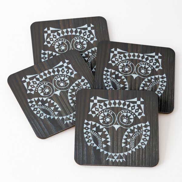 Item preview, owl, board, wood, bird, owl pattern, pictogram, black and white pattern designed and sold by JoannaLasGalery.