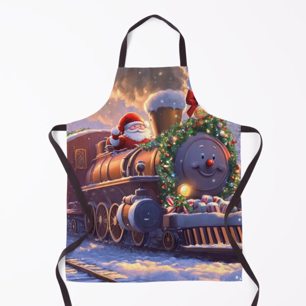 Item preview, Festive holiday train traveling through a snowy landscape designed and sold by The Art of Kkatarynka.