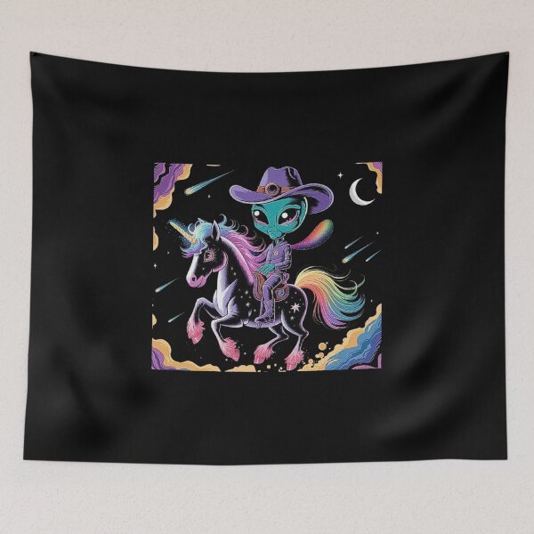Item preview, Alien Cowboy Riding a Rainbow Unicorn with Stars - Cosmic Fantasy Adventure designed and sold by love3617.