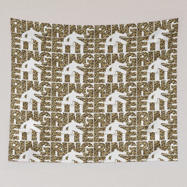 Item preview, Ringette goalie silhuette in golden yellow-black leopard cheetah pattern designed and sold by EmeraldeaArt.