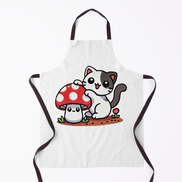 Item preview, Playful black and white kitty with mushroom designed and sold by RetroPop23.