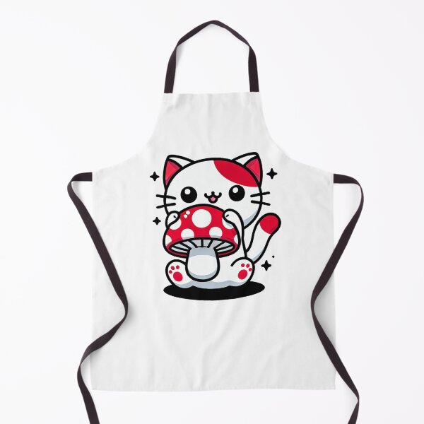 Aperçu de l'œuvre Joli chaton tenant un champignon rouge au design kawaii créée et vendue par RetroPop23.