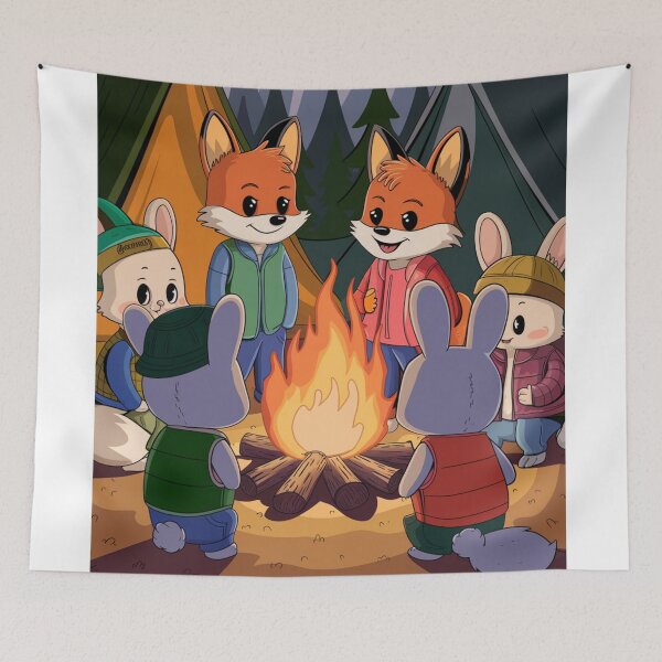 Item preview, CAMPFIRE FOX: FUNNY CARTOON FOX SITTING BY CAMPFIRE  designed and sold by Obinne.