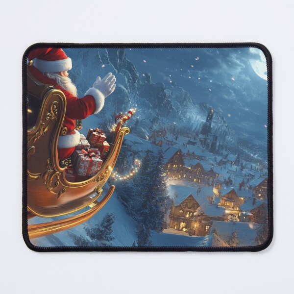 Item preview, Festive holiday Christmas Santa Clause Sleight  Traveling through a city landscape designed and sold by The Art of Kkatarynka.