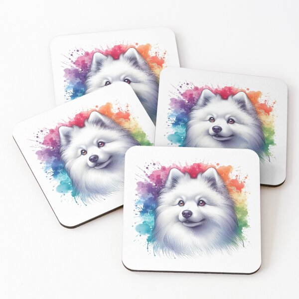 Artikelvorschau, Ein wunderschöner amerikanischer Eskimohund mit farbigem Hintergrund entworfen und verkauft von Marcoshop10.
