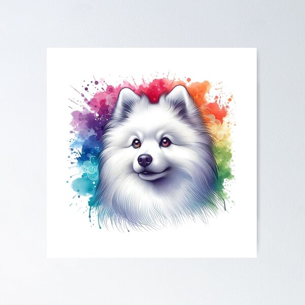 Item preview, A beautiful American Eskimo Dog with a colored background designed and sold by Marcoshop10.