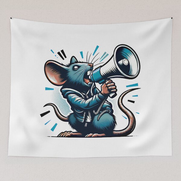 Item preview, Graffiti-Style Rat Shouting Through a Megaphone, Banksy inspired designed and sold by EdgyEdgeArt.