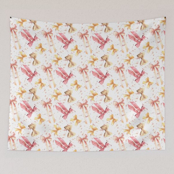 Item preview, Copy of Watercolor ribbons and bows seamless pattern. Red, golden, beige Hand drawn coquette illustration designed and sold by BartolArt.
