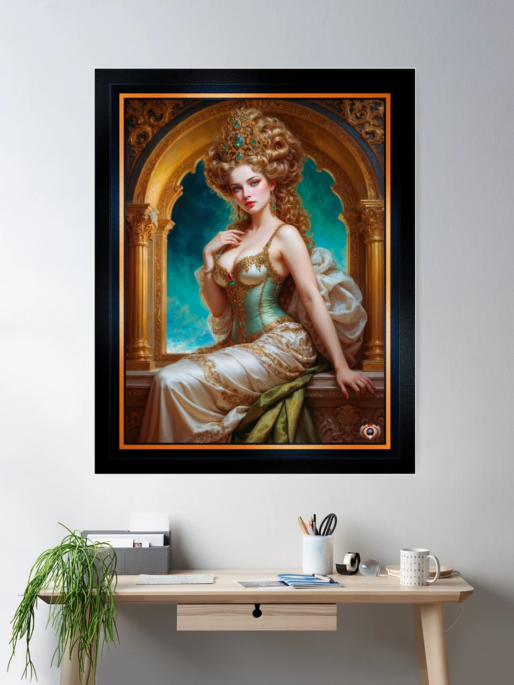 The Majestic Empress Of The Clouds Daiylia In Her Golden Palace AI Concept Art by Xzendor7 | Her Beauty Is Eternal 2 The Majestic Empress Of The Clouds Daiylia In Her Golden Palace Mesmerizing AI Concept Art by Xzendor7 Wall Decor Poster Art Print