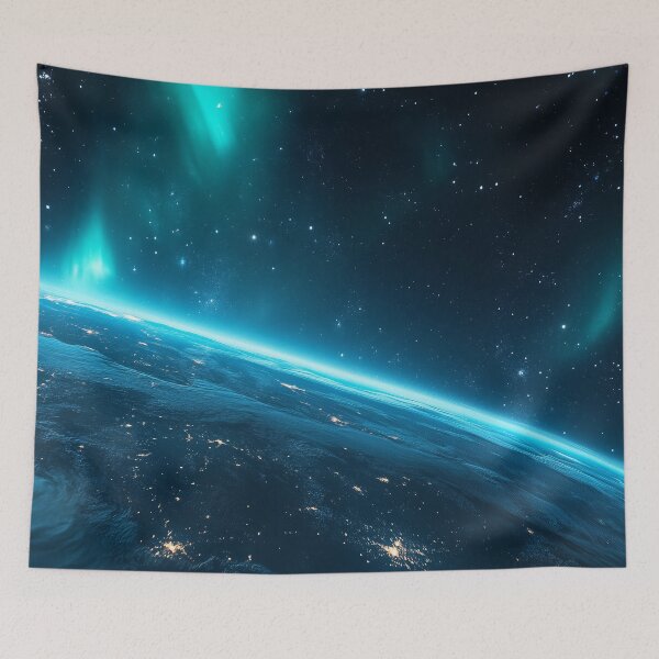 Item preview, Earth’s Horizon with Dazzling Aurora and Starry Sky designed and sold by lematworks.