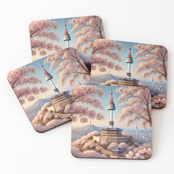 Item preview, N Seoul Tower Cherry Blossom designed and sold by unrealartwork.