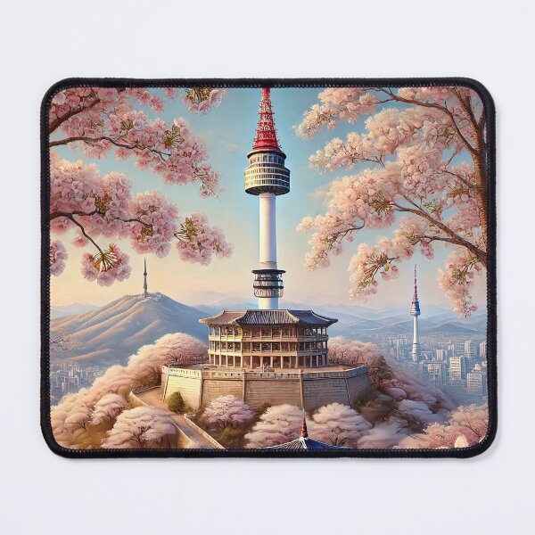 Item preview, N Seoul Tower Cherry Blossom designed and sold by unrealartwork.