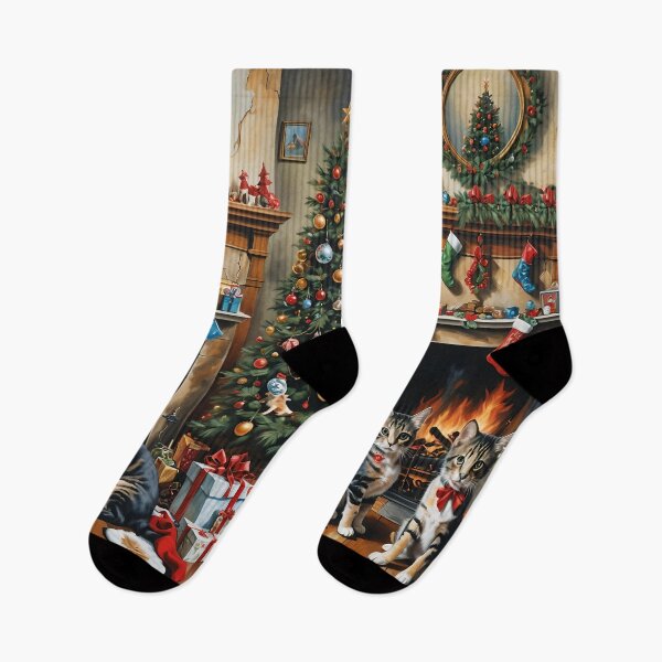 Item preview, Cats in front of a fireplace - Christmas scene in a vintage look designed and sold by MarionsArt.
