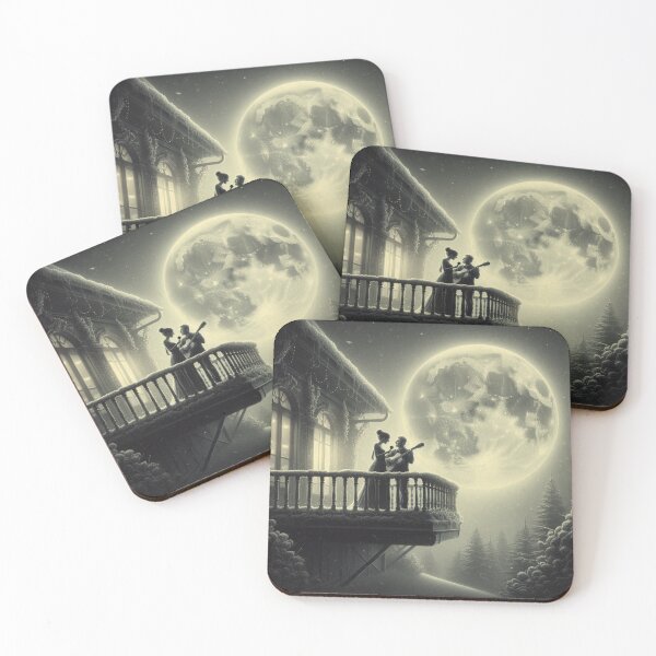 Item preview, Romantic full Moon Night in Balcony, Couples Plays Guitar designed and sold by choder61.