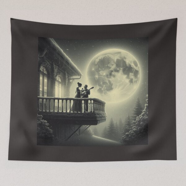 Item preview, Romantic full Moon Night in Balcony, Couples Plays Guitar designed and sold by choder61.