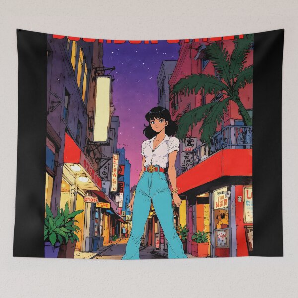 Item preview, Bourbon Street New Orleans USA Retro Anime Girl 80s Vintage Travel designed and sold by Retro-Anime9.