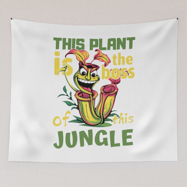 Item preview, This Plant Is The Boss Of This Jungle, A Vibrant And Whimsical Overlord, A Splash Of Green And Yellow In A World Of White. designed and sold by SplashTastic.